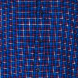 Pre Owned Burberry Men's Blue Check Button Down Shirt XXL