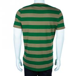 Pre Owned Burberry Brit Men's Green Striped T-Shirt XL