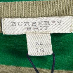Pre Owned Burberry Brit Men's Green Striped T-Shirt XL