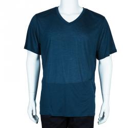 Pre Owned Burberry Men's Blue V-Neck T-Shirt XXL