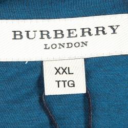 Pre Owned Burberry Men's Blue V-Neck T-Shirt XXL
