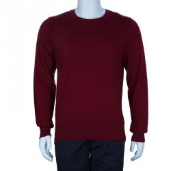 Pre Owned Burberry Crimson Cashmere Crewneck Sweater L