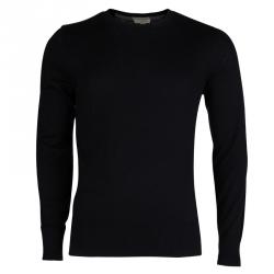 Pre Owned Burberry Black Novacheck Shoulder Detail Cashmere Sweater M