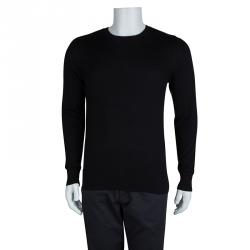 Pre Owned Burberry Black Novacheck Shoulder Detail Cashmere Sweater M