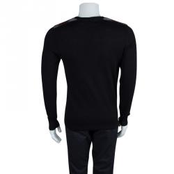 Pre Owned Burberry Black Novacheck Shoulder Detail Cashmere Sweater M