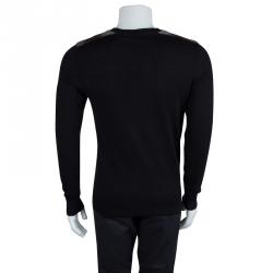 Pre Owned Burberry Black Novacheck Shoulder Detail Cashmere Sweater XXL