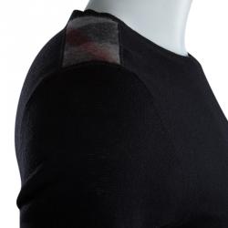 Pre Owned Burberry Black Novacheck Shoulder Detail Cashmere Sweater XXL