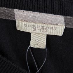 Pre Owned Burberry Black Novacheck Shoulder Detail Cashmere Sweater XXL
