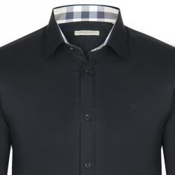 مملوكة مسبقًا Burberry Brit Black Novacheck Detail Cotton Shirt M