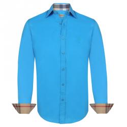 Pre Owned Burberry Brit Aqua Blue Novacheck Detail Cotton Shirt M