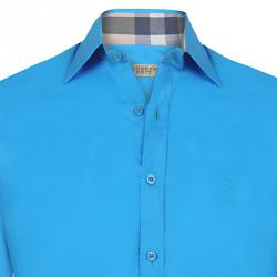 Pre Owned قميص بربري بريت قطن أزرق أكوا كاروهات نوفا مزينة L