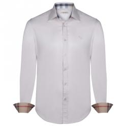 Pre Owned قميص بربري بريت قطن تفاصيل نوفاشيك بيج فاتح M