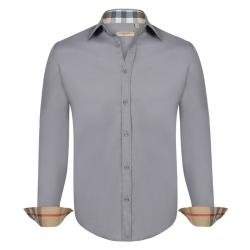 Pre Owned Burberry Brit Grey Novacheck Detail Cotton Shirt XL