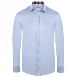 Pre Owned Burberry Brit Light Blue Novacheck Detail Cotton Shirt XXL