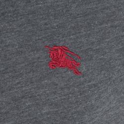 Pre Owned تي شيرت بربري بريت قطن رقبة مستديرة رصاصي داكنL