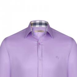 Pre Owned Burberry Brit Lilac Novacheck Detail Cotton Shirt M