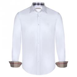 Burberry Men's White Novacheck Collar Polo Shirt L Burberry