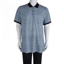 مملوكة مسبقًا تي شيرت بولو بربري بريت أزرق مطبوع XXXL