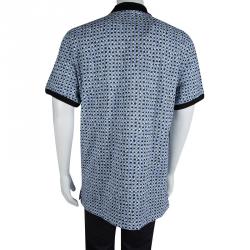 مملوكة مسبقًا تي شيرت بولو بربري بريت أزرق مطبوع XXXL