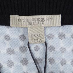 مملوكة مسبقًا تي شيرت بولو بربري بريت أزرق مطبوع XXXL