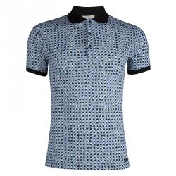 مملوكة مسبقًا تي شيرت بولو بربري بريت أزرق مطبوع S