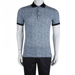 مملوكة مسبقًا تي شيرت بولو بربري بريت أزرق مطبوع S