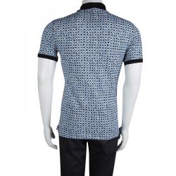 مملوكة مسبقًا تي شيرت بولو بربري بريت أزرق مطبوع S