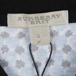 مملوكة مسبقًا تي شيرت بولو بربري بريت أزرق مطبوع S