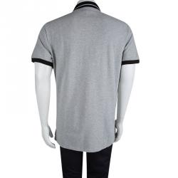 Pre Owned تي شيرت بولو بربري رصاصي ياقة متباينة XXL