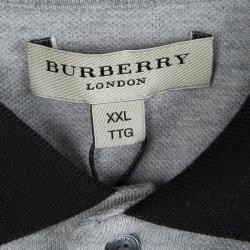 Pre Owned تي شيرت بولو بربري رصاصي ياقة متباينة XXL