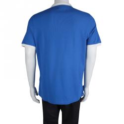 Burberry Blue Contrast Collar Polo T-Shirt XXL