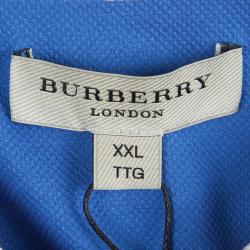 Burberry Blue Contrast Collar Polo T-Shirt XXL