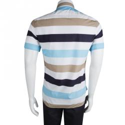 مملوكة مسبقًا قميص بربري بري قطن كتل لونية مخطط بأكمام قصيرة S