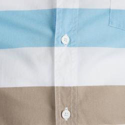 مملوكة مسبقًا قميص بربري بري قطن كتل لونية مخطط بأكمام قصيرة S