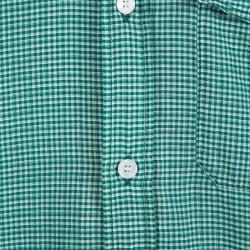 Pre Owned قميص بربري بريت أكمام قصيرة قطن كاروهات منقوش أخضر مزرق سماوي S