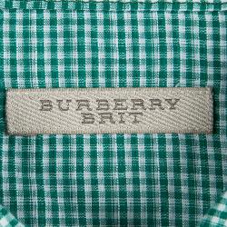 Pre Owned قميص بربري بريت أكمام قصيرة قطن كاروهات منقوش أخضر مزرق سماوي S