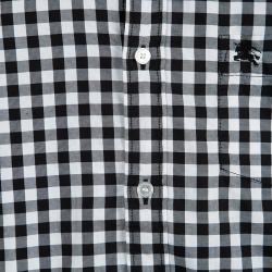 مملوكة مسبقًا قميص بربري بريت أكمام طويلة كتل لونية قطن كاروهات غنغيم مونوكروم S