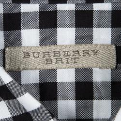 مملوكة مسبقًا قميص بربري بريت أكمام طويلة كتل لونية قطن كاروهات غنغيم مونوكروم S