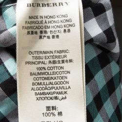 مملوكة مسبقًا قميص بربري بريت أكمام طويلة كتل لونية قطن كاروهات غنغيم مونوكروم S