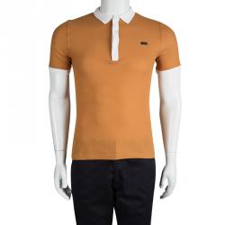 مملوكة مسبقًا Burberry London Saffron Orange Contrast Collar Polo T-Shirt XS