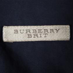 مملوكة مسبقًا قميص بربري بريت كيرسون أكمام قصيرة قطن أزرق كحلي S