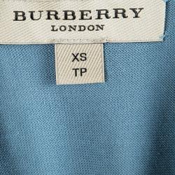 Burberry London Peridot Blue Contrast Collar Polo T-Shirt XS