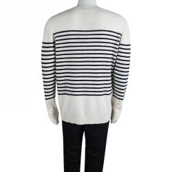 Pre Owned بلوفر بربري بريت أبيض أوف وايت وأزرق كحلي مخطط XXL