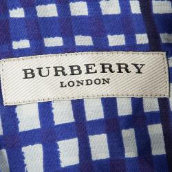 مملوكة مسبقًا Burberry London Indigo Check Printed Short Sleeve Shelbon Shirt S