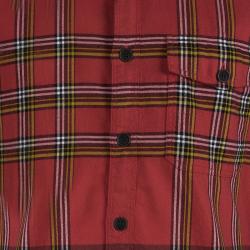 مملوكة مسبقًا Burberry Red Checked Cotton Long Sleeve Nelton Shirt XXL