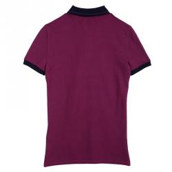 Pre Owned تي شيرت بولو بربري لندن اتكينز ياقة مغايرة عنابي XS