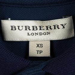 Burberry Deep Teal Blue Contrast Collar Honeycomb Knit Atkins Polo T-Shirt XS