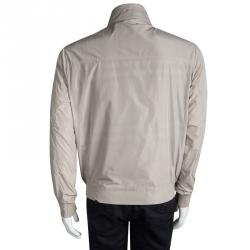 Pre Owned Burberry London Beige Long Sleeve Bomber Jacket L