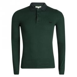 Burberry London Deep Bottle Green Long Sleeve Anderton Polo T-Shirt XS
