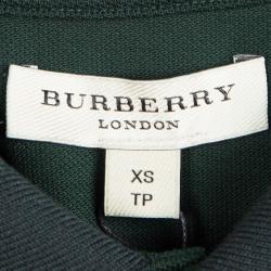 Burberry London Deep Bottle Green Long Sleeve Anderton Polo T-Shirt XS
